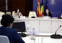 Primirea, de către prim-ministrul României, Florin Cîțu, a ministrului de externe spaniol, Arancha Gonzalez Laya