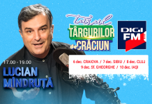 Digi FM invită ascultătorii, între 6-10 decembrie, la Turul Târgurilor de Crăciun, alături de Lucian Mîndruță