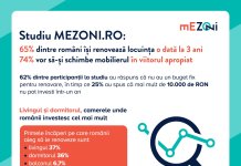 Studiu MEZONI.RO: 65% dintre români își renovează locuința o dată la 3 ani. 74% vor să-și schimbe mobilierul în viitorul apropiat